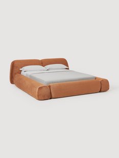 Gestoffeerd teddy boucl&eacute; bed Wolke met opbergruimte