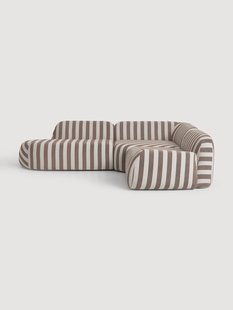 Gestreepte modulaire hoekbank Wolke (4-zits) met chaise longue