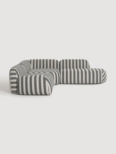 Gestreepte modulaire hoekbank Wolke (4-zits) met chaise longue