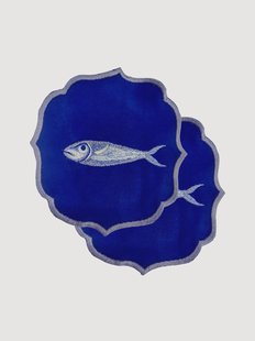 Geborduurde servetten Fish, 2-delig