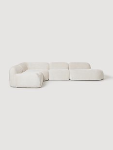 XL modulaire teddy boucl&eacute; hoekbank Wolke (4-zits) met chaise longue