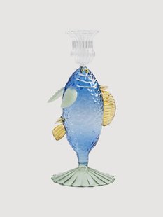 Handgemaakte kandelaar Fish van borosilicaatglas