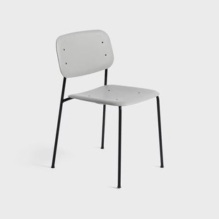 HAY Soft Edge 40 stoel Soft grey, zwart stalen onderstel