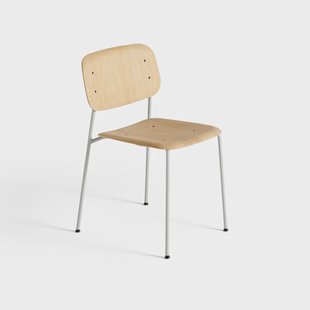 HAY Soft Edge 40 stoel Oak–soft grey stalen onderstel