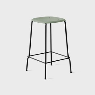 HAY Soft Edge 30 Low barkruk Dusty green, zwart stalen onderstel
