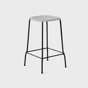 HAY Soft Edge 30 Low barkruk Soft grey, zwart stalen onderstel
