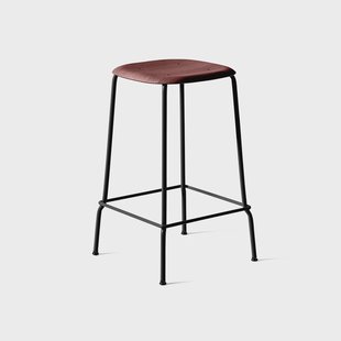 HAY Soft Edge 30 Low barkruk Fall red, zwart stalen onderstel
