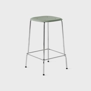 HAY Soft Edge 30 Low barkruk Dusty green–chroom onderstel
