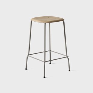 HAY Soft Edge 30 Low barkruk Soft grey–chroom onderstel