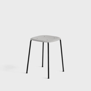 HAY Soft Edge 70 kruk Soft grey, zwart stalen onderstel
