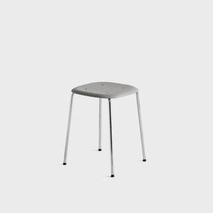 HAY Soft Edge 70 kruk Soft grey–chroom onderstel