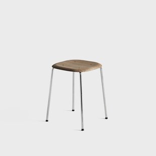 HAY Soft Edge 70 kruk Gerookt eiken–chroom onderstel