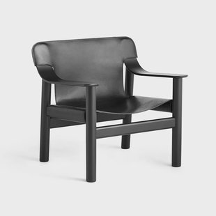 HAY Bernard fauteuil Leer black–zwart eiken onderstel