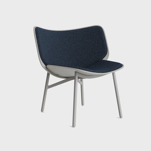 HAY Dapper loungestoel Flamiber J4 dark blue–dusty grey eiken–grijs onderstel