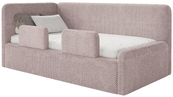 Jeugdbed Daria chenille 90 x 200 links met opbergruimte en zijrails | NADUVI Collection