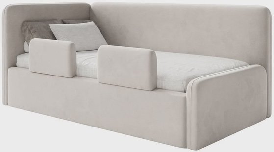 Jeugdbed Daria velvet 90 x 200 links met opbergruimte en zijrails | NADUVI Collection