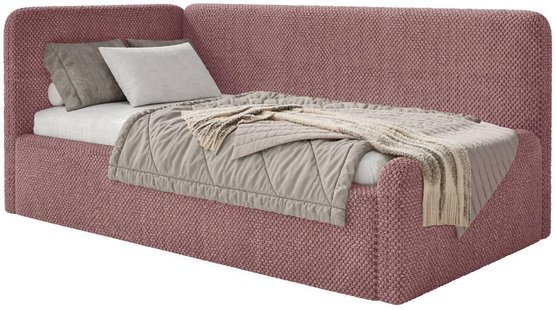Jeugdbed Daria chenille 90 x 200 links met opbergruimte | NADUVI Collection
