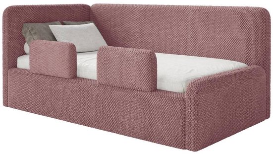Jeugdbed Daria chenille 90 x 200 links met opbergruimte en zijrails | NADUVI Collection