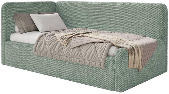 Jeugdbed Daria chenille 90 x 200 links met opbergruimte | NADUVI Collection