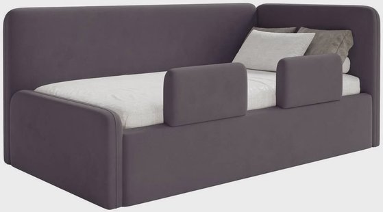 Jeugdbed Daria velvet 90 x 200 rechts met opbergruimte, matras en zijrails | NADUVI Collection