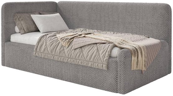 Jeugdbed Daria chenille 90 x 200 links met opbergruimte en matras | NADUVI Collection