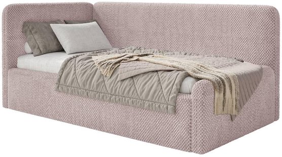 Jeugdbed Daria chenille 90 x 200 links met opbergruimte | NADUVI Collection