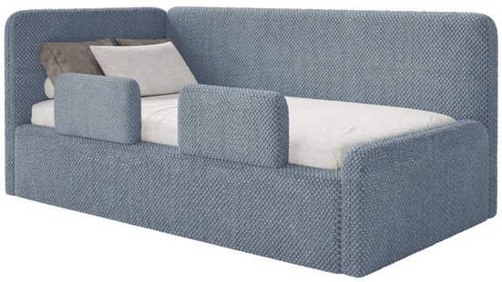 Jeugdbed Daria chenille 90 x 200 links met opbergruimte, matras en zijrails | NADUVI Collection