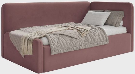 Jeugdbed Daria velvet 90 x 200 rechts met opbergruimte en matras | NADUVI Collection
