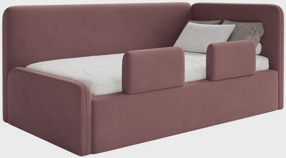 Jeugdbed Daria velvet 90 x 200 rechts met opbergruimte en zijrails | NADUVI Collection