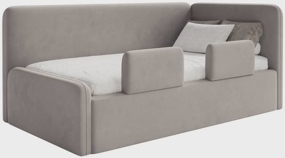 Jeugdbed Daria velvet 90 x 200 rechts met opbergruimte en zijrails | NADUVI Collection