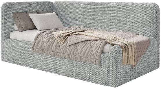 Jeugdbed Daria chenille 90 x 200 links met opbergruimte en matras | NADUVI Collection