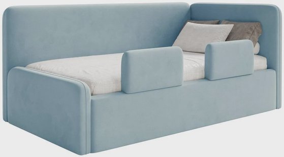 Jeugdbed Daria velvet 90 x 200 rechts met opbergruimte, matras en zijrails | NADUVI Collection