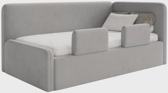 Jeugdbed Daria velvet 90 x 200 rechts met opbergruimte en zijrails | NADUVI Collection