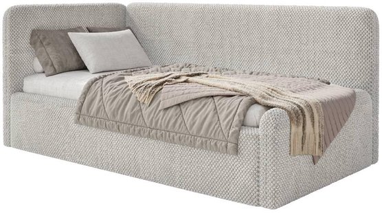 Jeugdbed Daria chenille 90 x 200 links met opbergruimte | NADUVI Collection