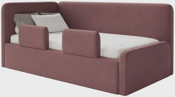 Jeugdbed Daria velvet 90 x 200 links met opbergruimte, matras en zijrails | NADUVI Collection