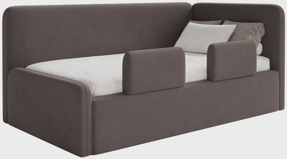 Jeugdbed Daria velvet 90 x 200 rechts met opbergruimte, matras en zijrails | NADUVI Collection