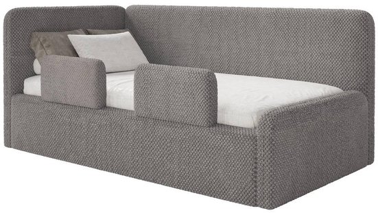 Jeugdbed Daria chenille 90 x 200 links met opbergruimte en zijrails | NADUVI Collection