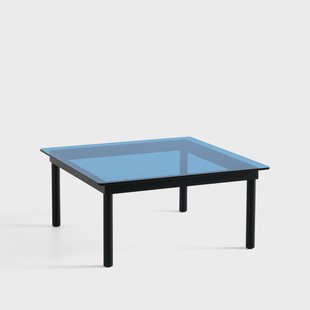 HAY Kofi salontafel Black oak – glazen blad – blauw getint – b80 cm