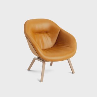 HAY About a Lounge 83 Soft loungestoel Leer Sense cognac – watergelakte eiken poten