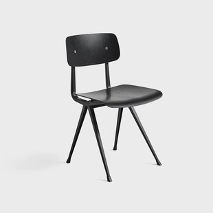 HAY Result stoel Black oak – zwart stalen onderstel