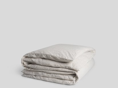 Yumeko Dekbedovertrek gewassen linnen natural stripe 200x200 100% gewassen linnen