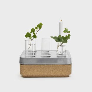 Born In Sweden Stumpastaken Small geschenkset Aluminium – kurken schaal naturel – 4-pack vazen – lucifers