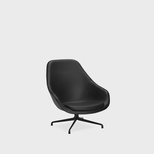 HAY About a Lounge 91 loungestoel Leer black – zwart aluminium onderstel
