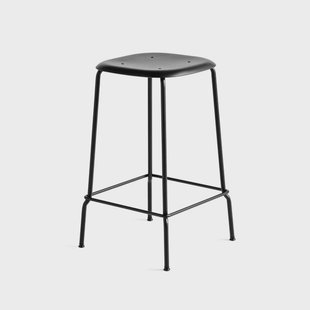 HAY Soft Edge 85 Low barkruk Black – zwart stalen onderstel