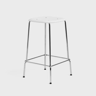 HAY Soft Edge 85 Low barkruk White – chromen stalen onderstel