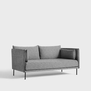 HAY Silhouette 2-zits bank Olavi 03 grey – zwarte metalen poten