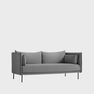 HAY Silhouette 2-zits bank Coda 182 grijs – zwarte metalen poten