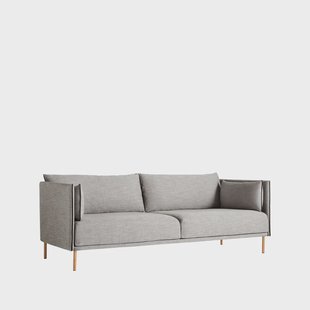 HAY Silhouette 3-zits bank Grey – zwarte piping – geoliede eiken poten