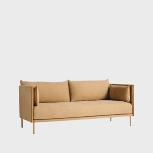 HAY Silhouette 2-zits bank Linara 142 – cognac leren piping – geolied eiken