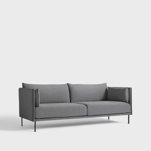 HAY Silhouette 3-zits bank Coda 182 grijs – zwarte metalen poten